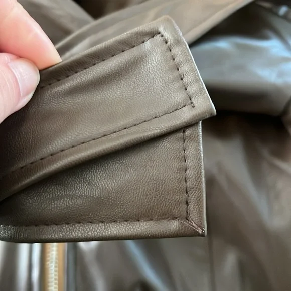 Brown Faux Lether Jacket by egreis size M - Picture 12 of 17